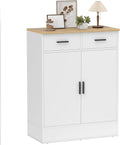 Credenza HOMCOM Cucina con 2 Cassetti cm e Color Armadietto 2 Ante Mobile Cucina Moderno con Ripiano Regolabile Buffet 68.6 x 35 x 90.3 Bianco Legno per Soggiorno Sala da Pranzo e Salotto
