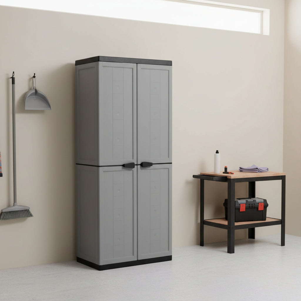 Armadio Keter Jolly Portascope 3 Ripiani Regolabili cm 68 x 39 x 166H Grigio Nero
