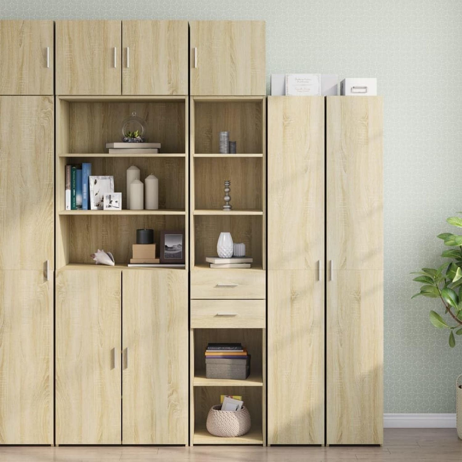 Casa Giardino Mobiletto Sottile Rovere Sonoma 40x42.5x225 cm Legno Ingegnerizzato