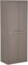 Armadio da giardino 65 45 172 cm in polipropilene effetto con 4 scomparti armadietto multiuso x x marrone legno per soggiorno camera da letto ufficio e garage organizer