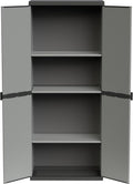 Armadio Adventa in resina di PVC e PP 2 Ante 3 Ripiani Facile da Montare Modular System Resistente Adatto ad ambienti Interni ed Esterni 68L 40P 165H cm e x x Grigio Nero