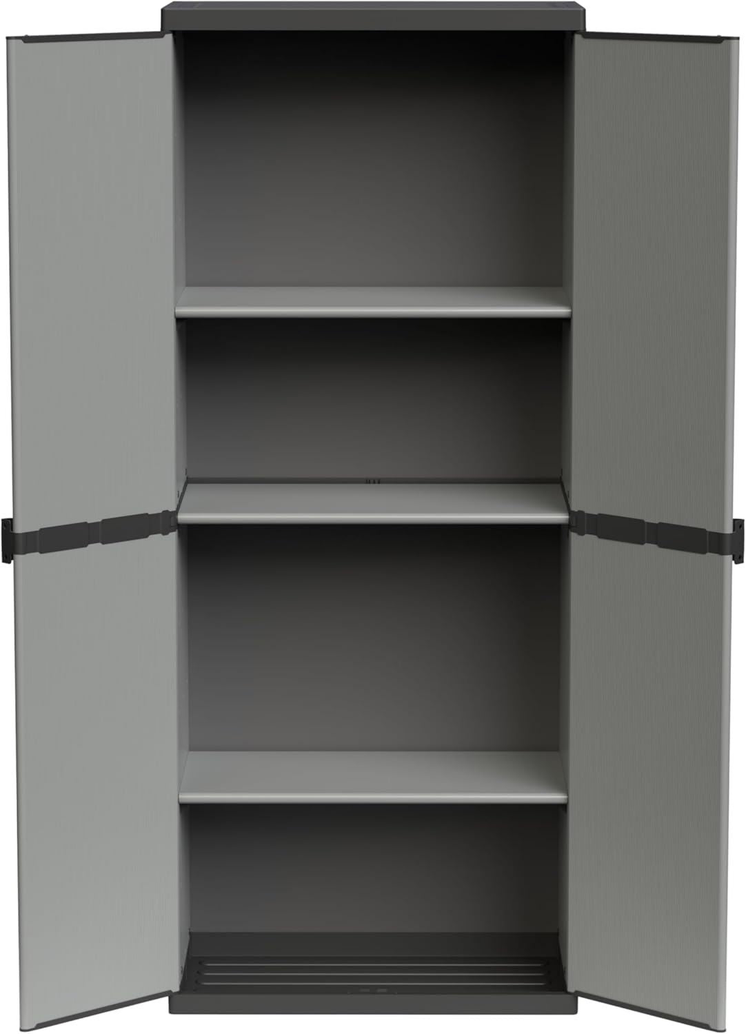 Armadio Adventa in resina di PVC e PP 2 Ante 3 Ripiani Facile da Montare Modular System Resistente Adatto ad ambienti Interni ed Esterni 68L 40P 165H cm e x x Grigio Nero