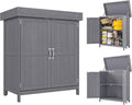Armadio Outsunny Casetta in da Giardino con 2 Ante cm Armadio da Esterno Porta Attrezzi da Giardino Tetto Apribile 74 x 43 x 88 Legno Grigio