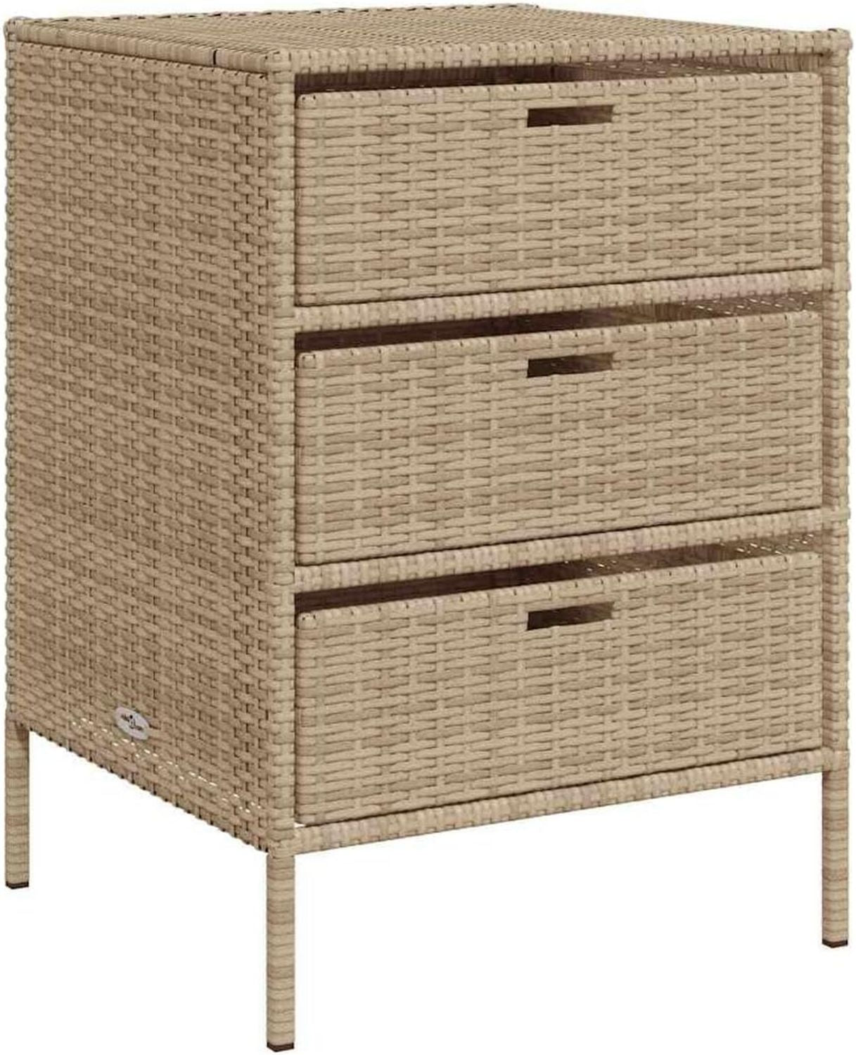 Armadio da giardino 55 59 80 cm in polyrattan in acciaio verniciato a polvere con 3 cassetti x x grigio per esterni per cuscini coperte e forniture da giardino robusto telaio
