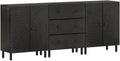 Casa Giardino Armadietti 3 pz Nero 60x33x75 cm Legno Massello Mango