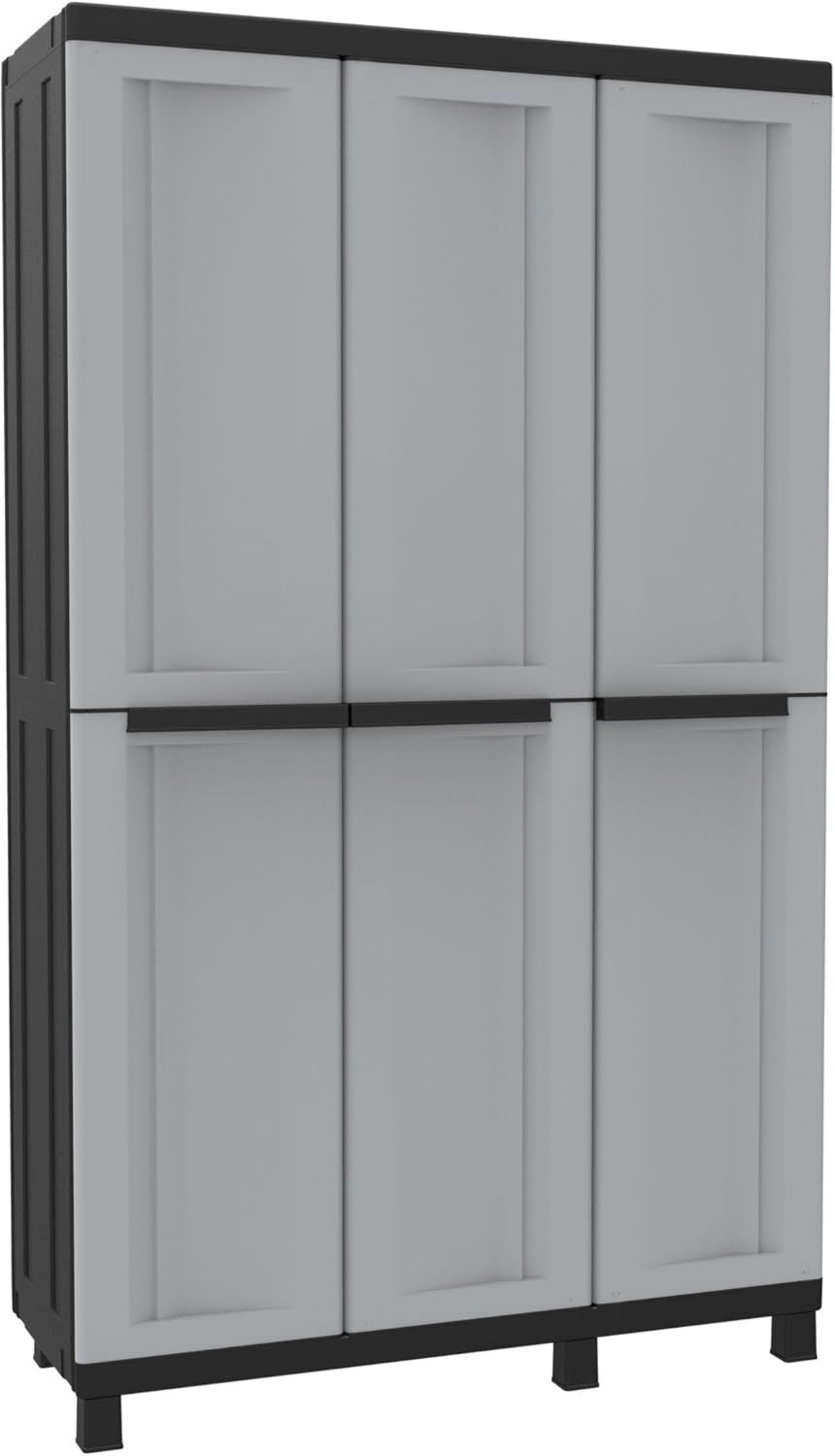 Armadio Twist Black 102a Multifunzione a 3 Ante Portascope in Plastica cm con 2 Vani Separati da Esterno e Interno Coperto 102 x 39 x 170